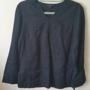 Frangi black linen tunic top